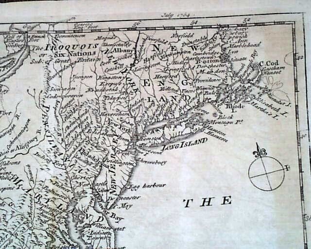 Nice AMERICAN COLONIES Colonial MAP & George Washington at 22 Yrs. 1754 Magazine