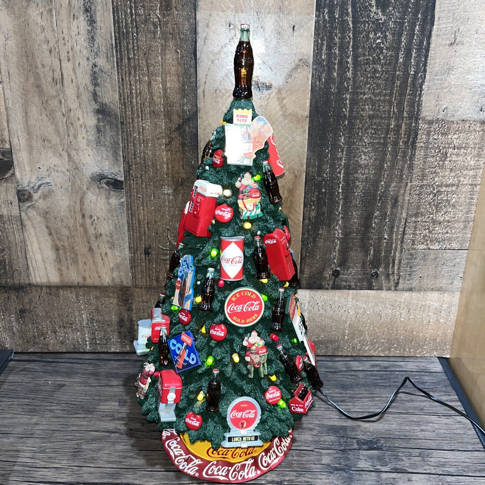 The Danbury Mint Coca-Cola Christmas Tree 18” With Base & Power Cord Works