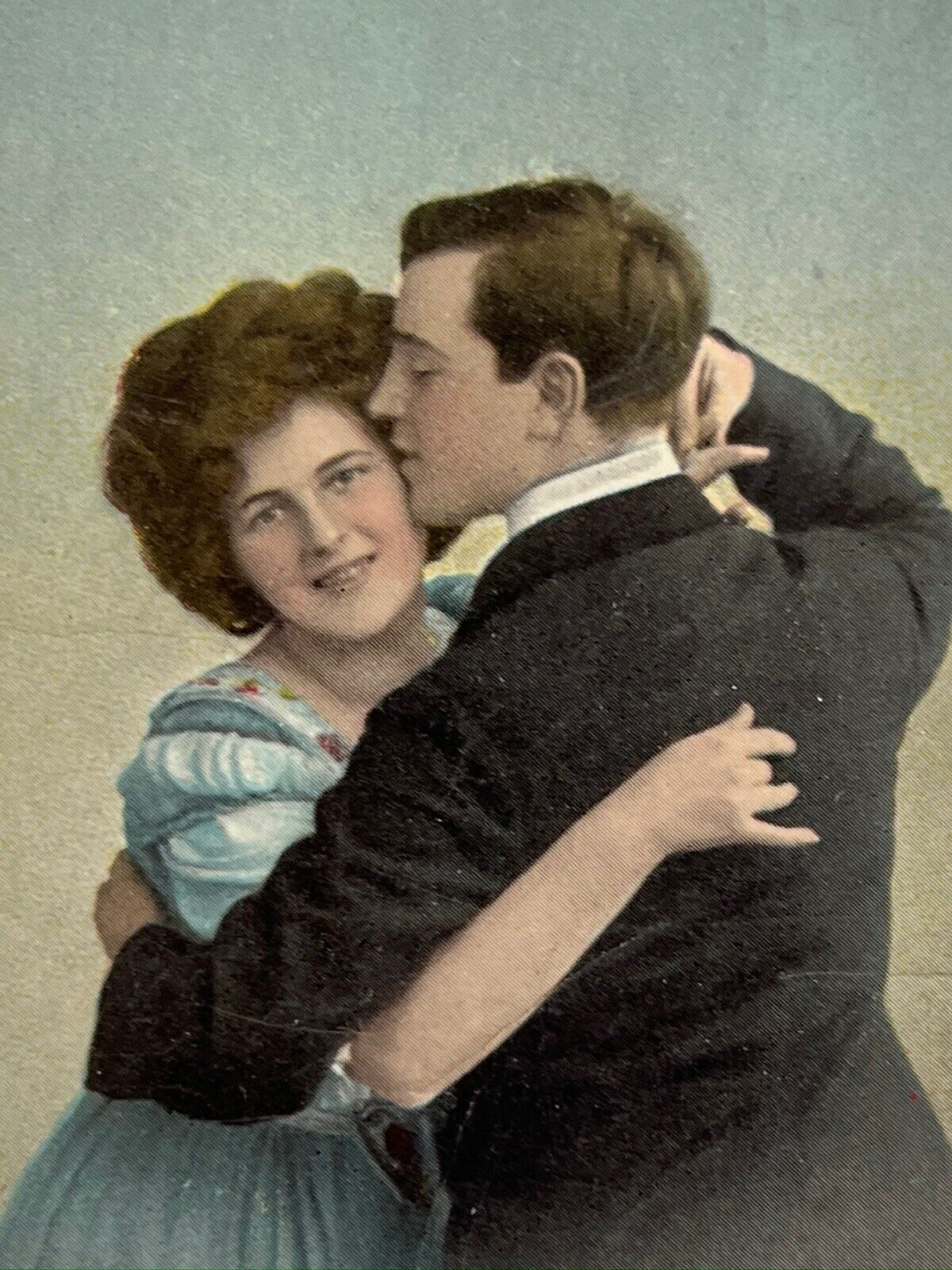 Antique 1923 Ephemera Valentine Postcard Dancing Lovers Handwritten and Printed
