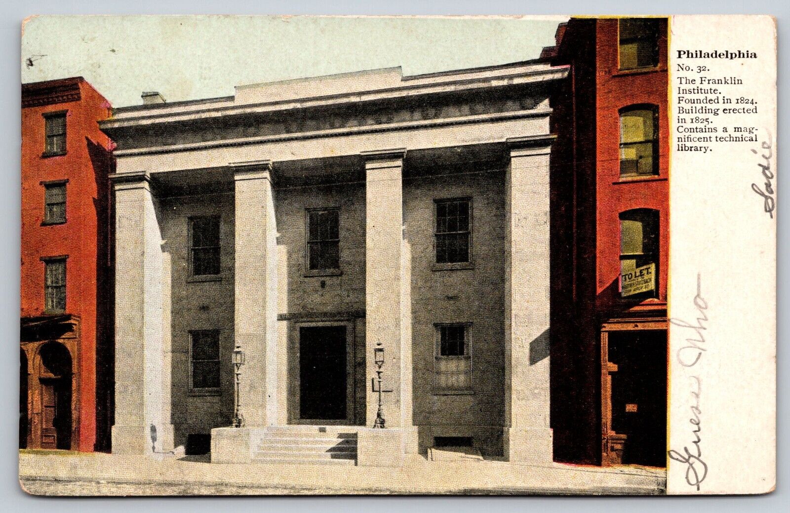 Postcard Pennsylvania Philadelphia Franklin Institute c1909 9E