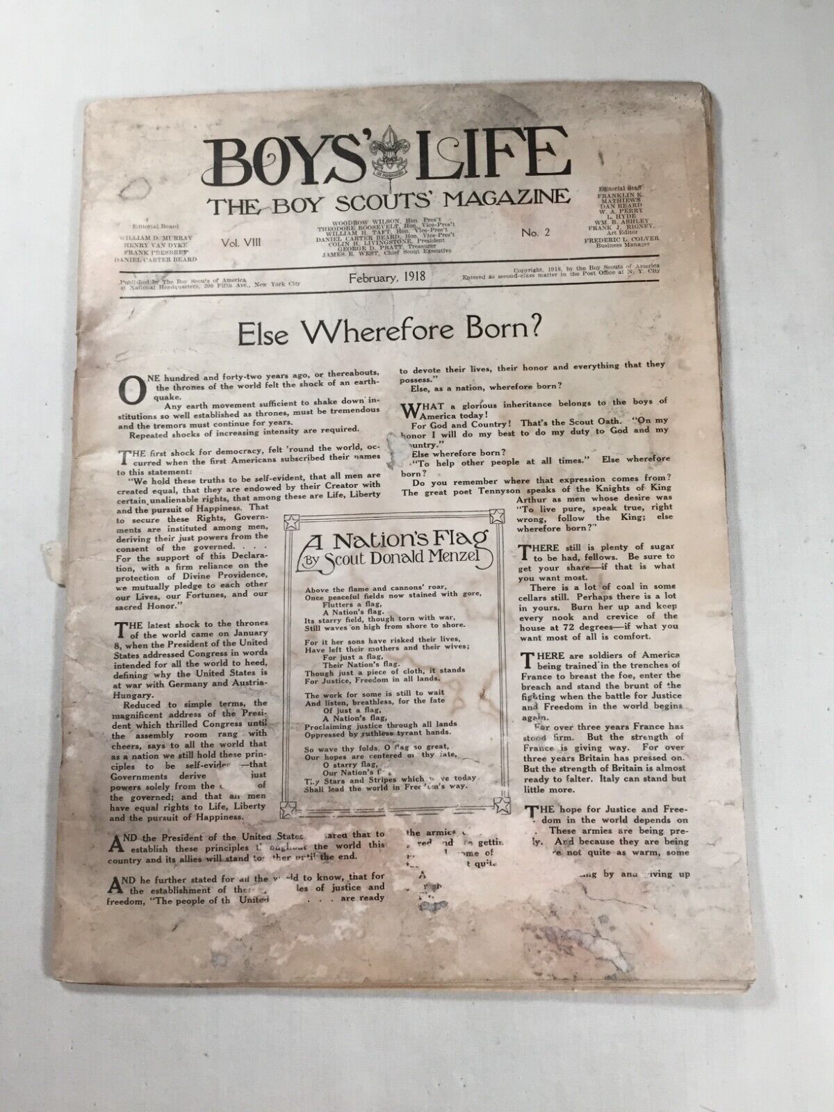 1918 Boys Life Magazine Feb scout worn BSA Paperwork