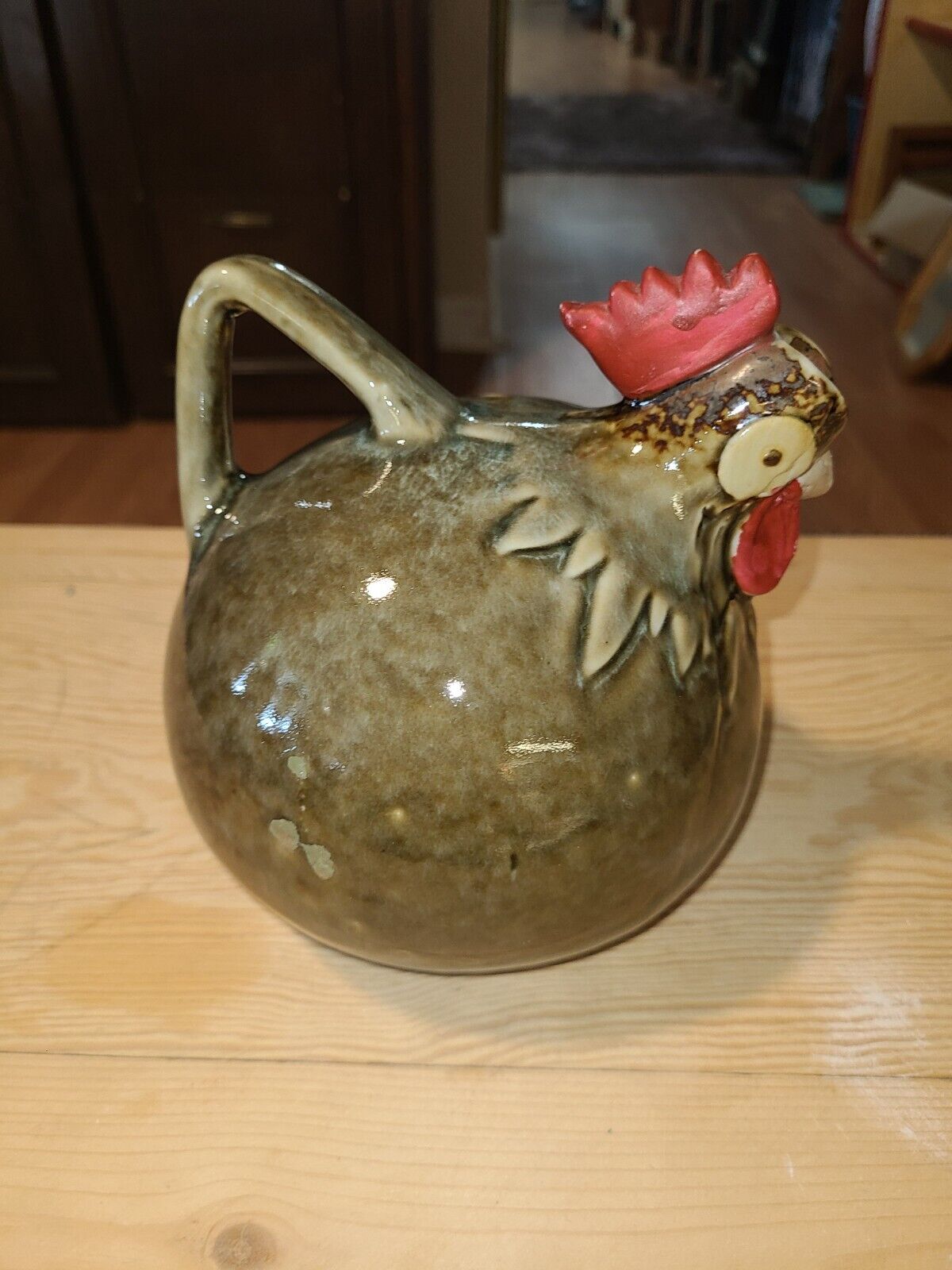 Vintage Rooster Pitcher Light Brown Cottagecore Grannycore