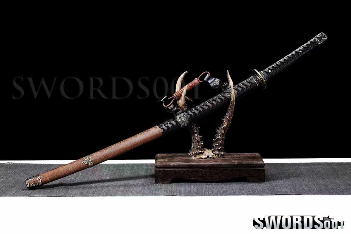 Japanese Sakura Tachi Sword Folded T10 Steel Blade Rosewood Saya Clay Hardened