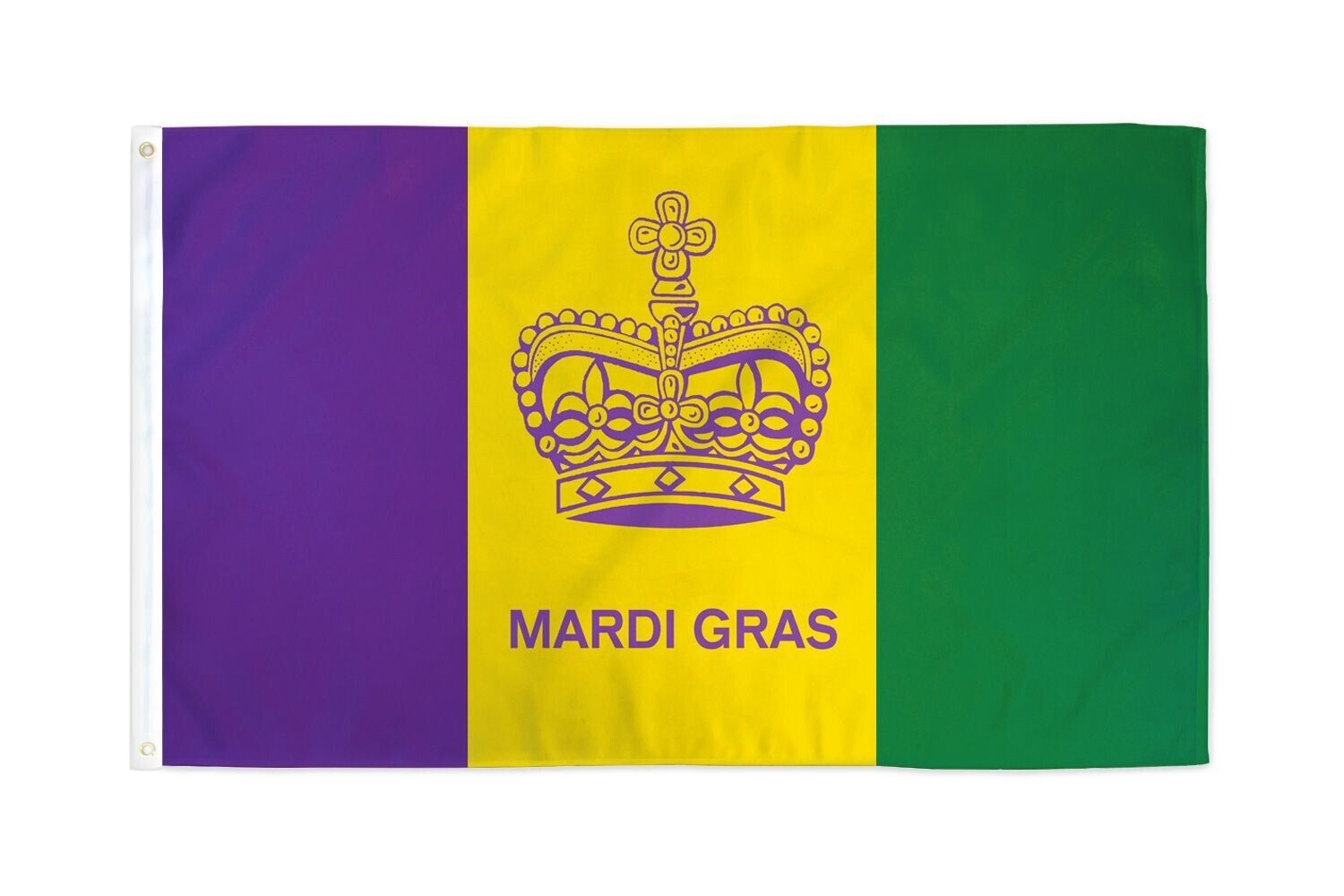 MARDI GRAS FLAG - 3' X 5'  - KINGS CROWN BANNER 