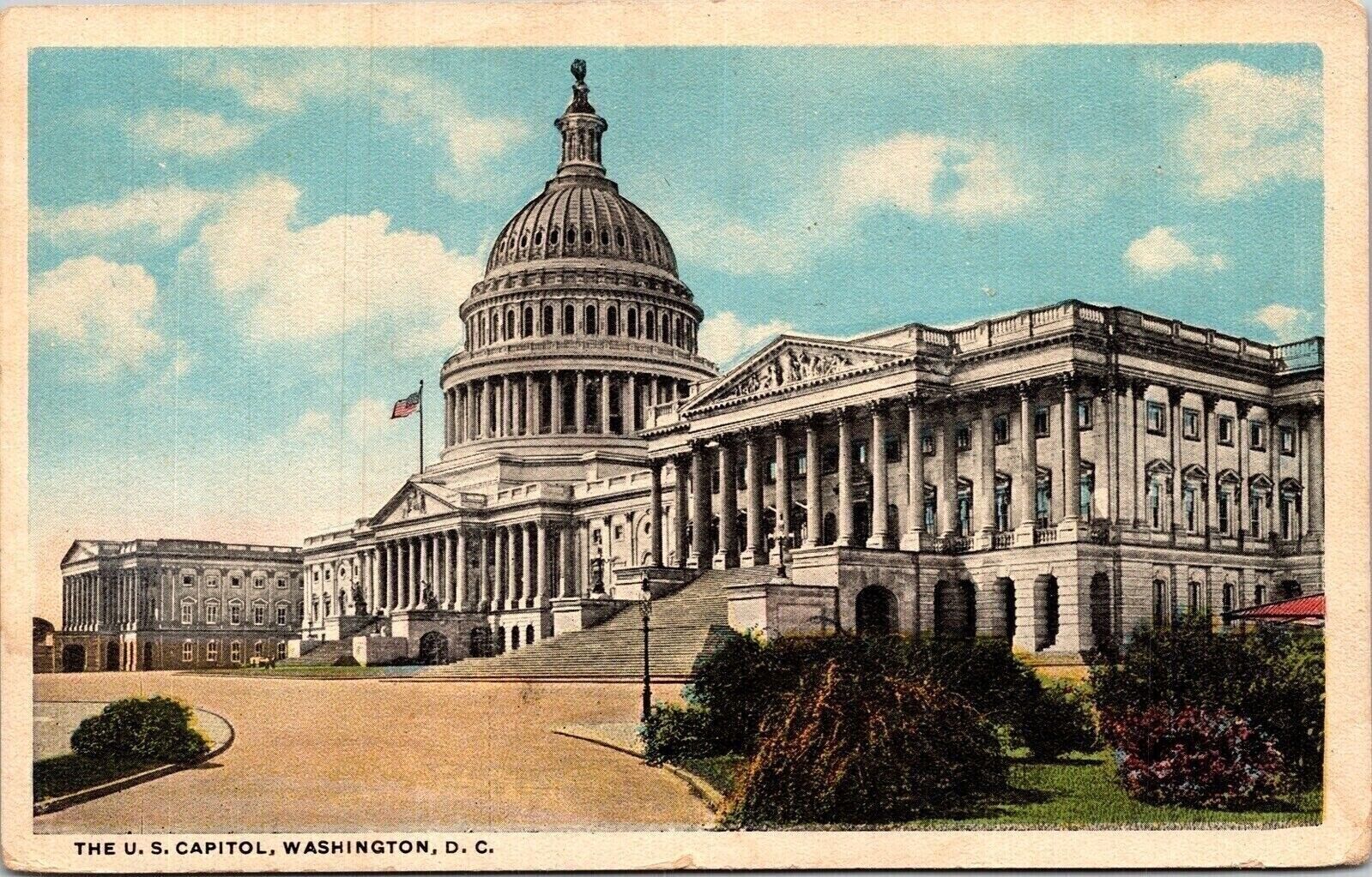 United States Capitol Building Washington DC Driveway US Flag Postcard Unused