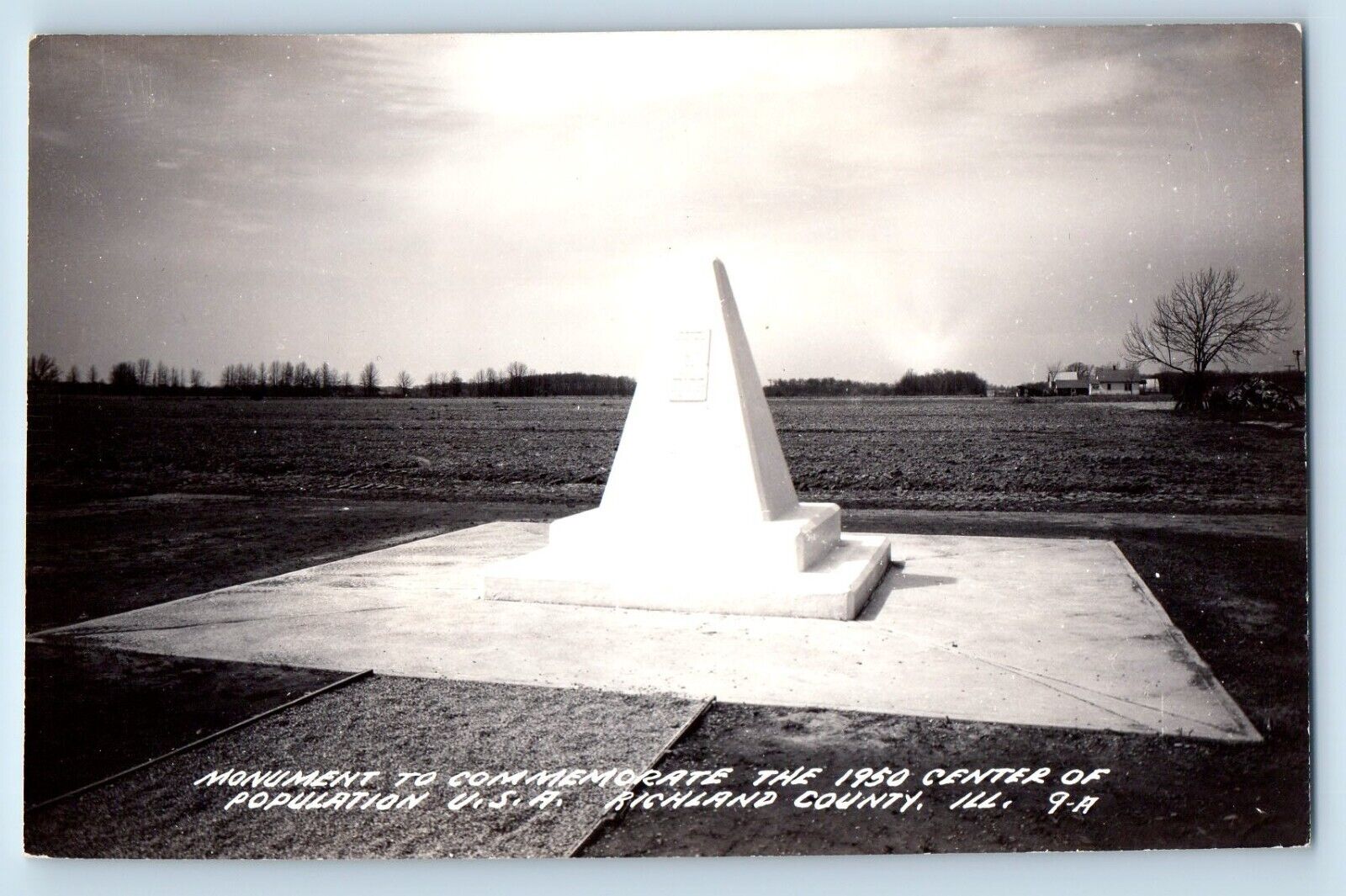 Richland County IL Postcard RPPC Photo Monument To Commemorate Center Population
