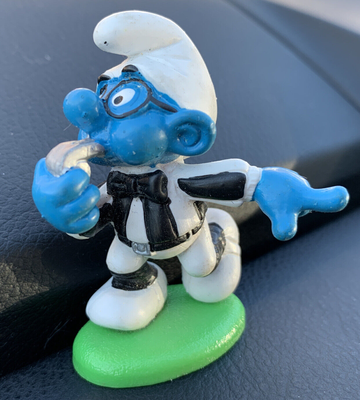 Smurfs Referee Brainy Smurf Blowing Whistle Ref 20191 Rare Vintage Figurine