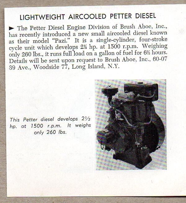 1954 Magazine Photo Petter Diesel Air Cooled Marine Engines Long Island,NY