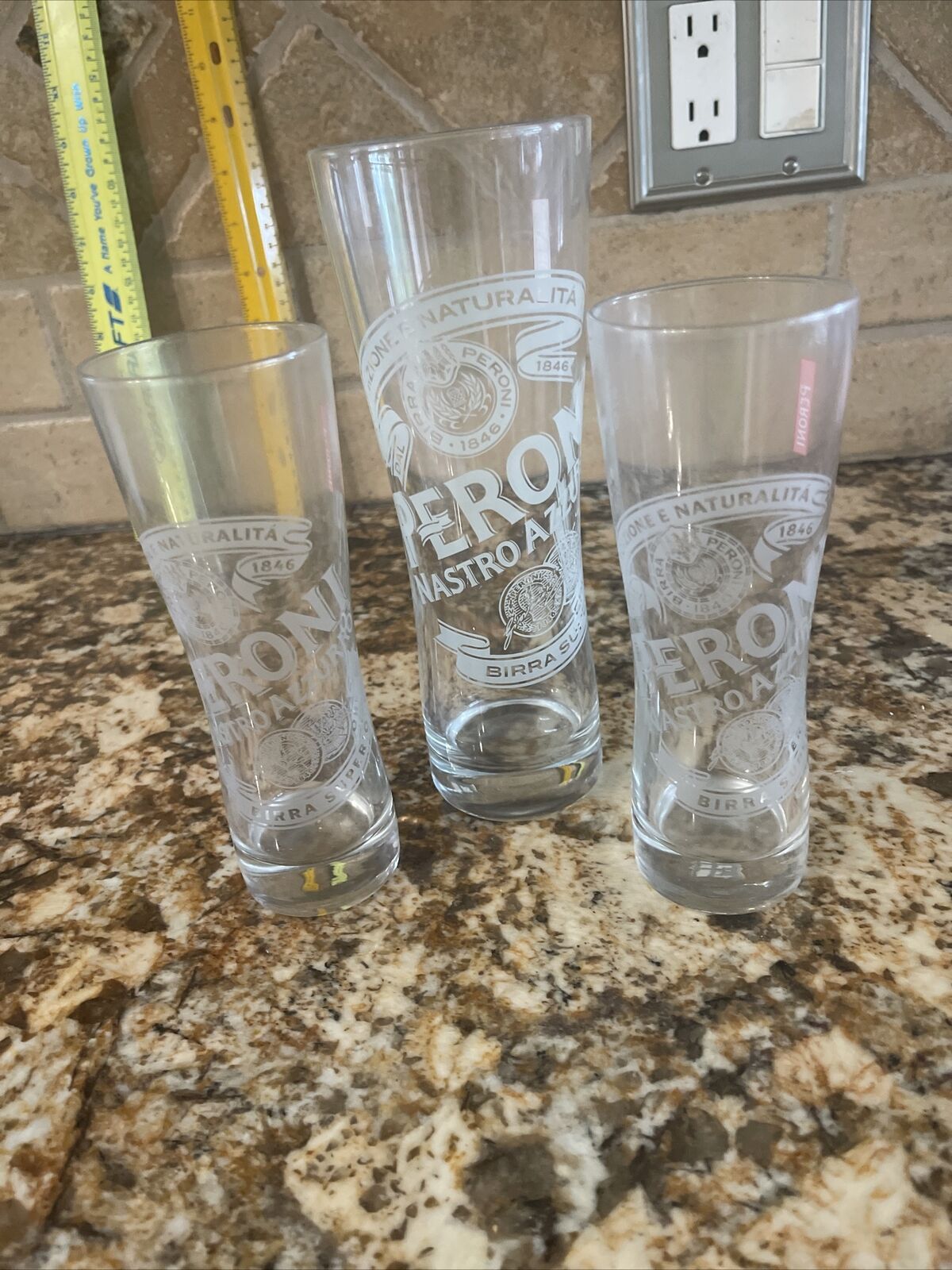 Set Of 3 Peroni Beer Glasses