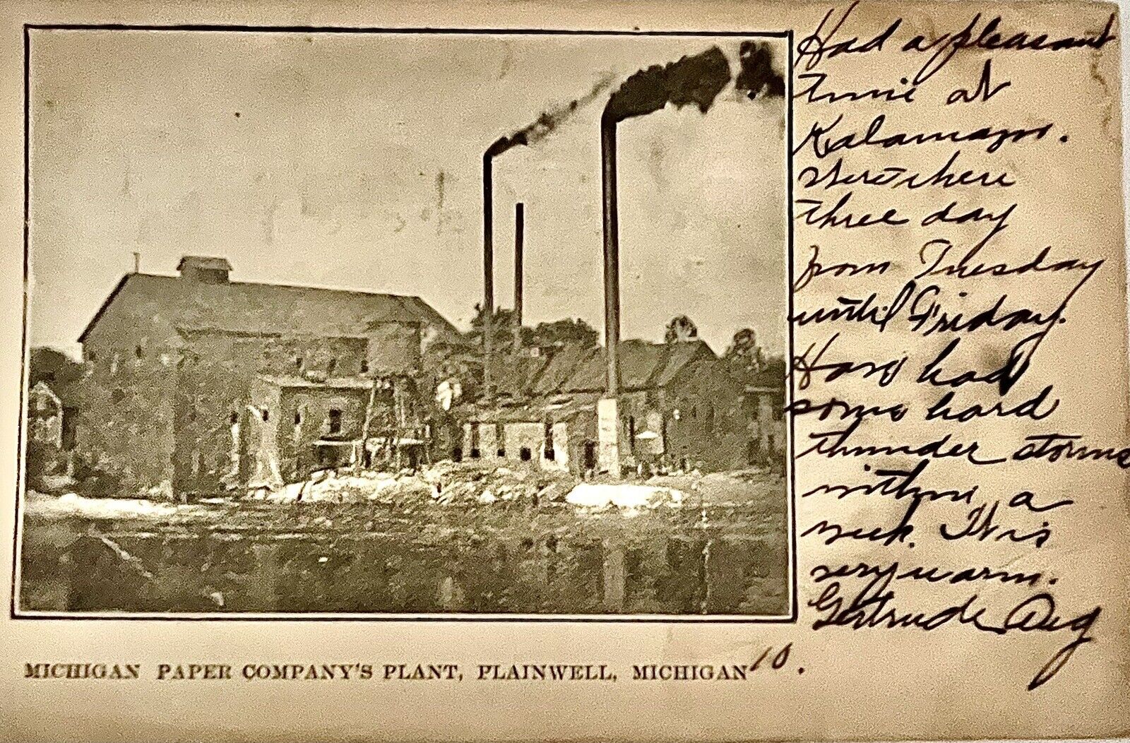 Michigan,PLAINWELL,Paper Company’s Plant Antique 1906 Postcard