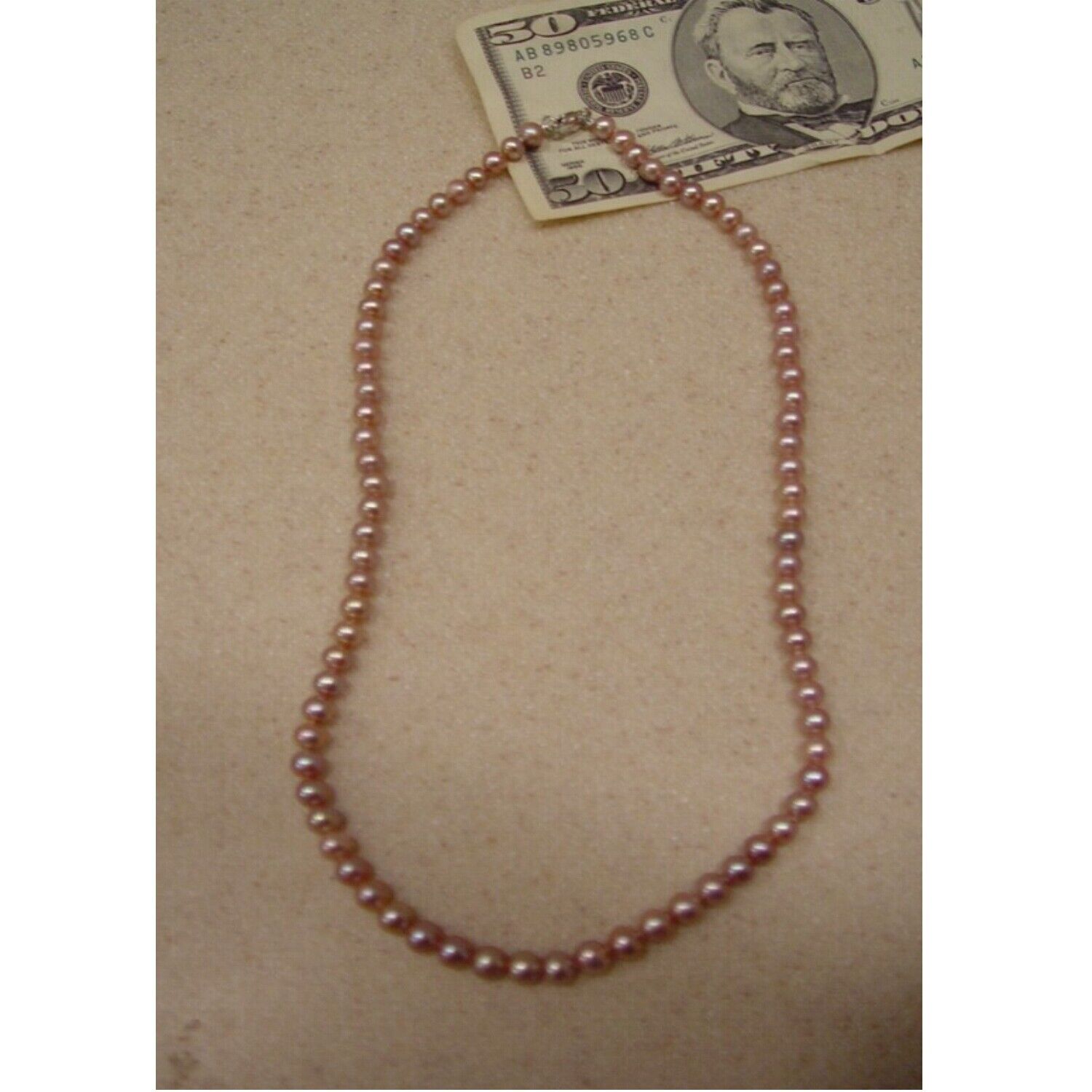 Genuine Pink Pearl Necklace 7 mm 48 Inch