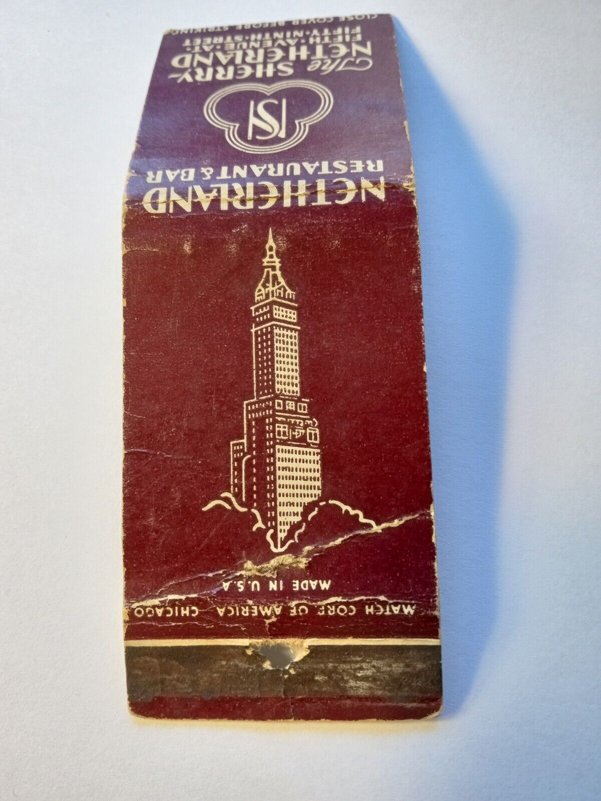 The Sherry Netherland Hotel Fifth Ave At 59th St  New York Matchbook