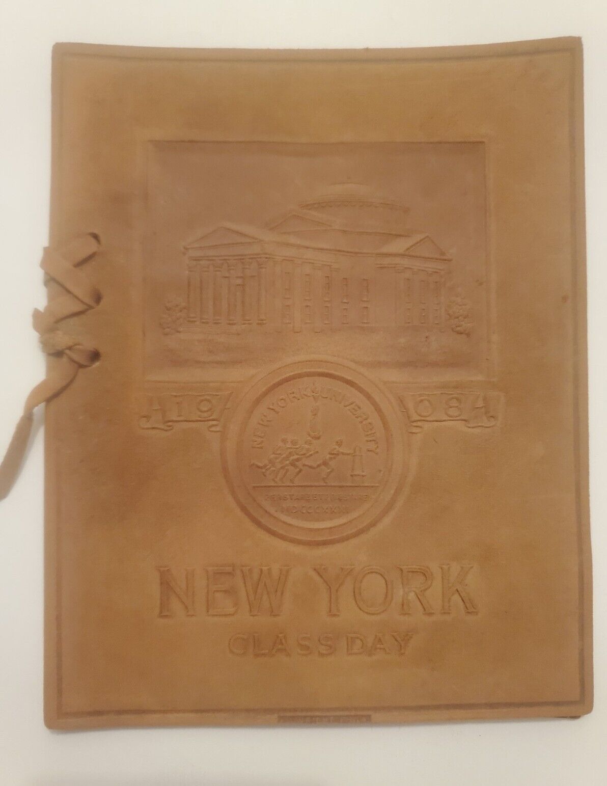 1908 New York University Commencement Book - NYU Class Day Leather Program 
