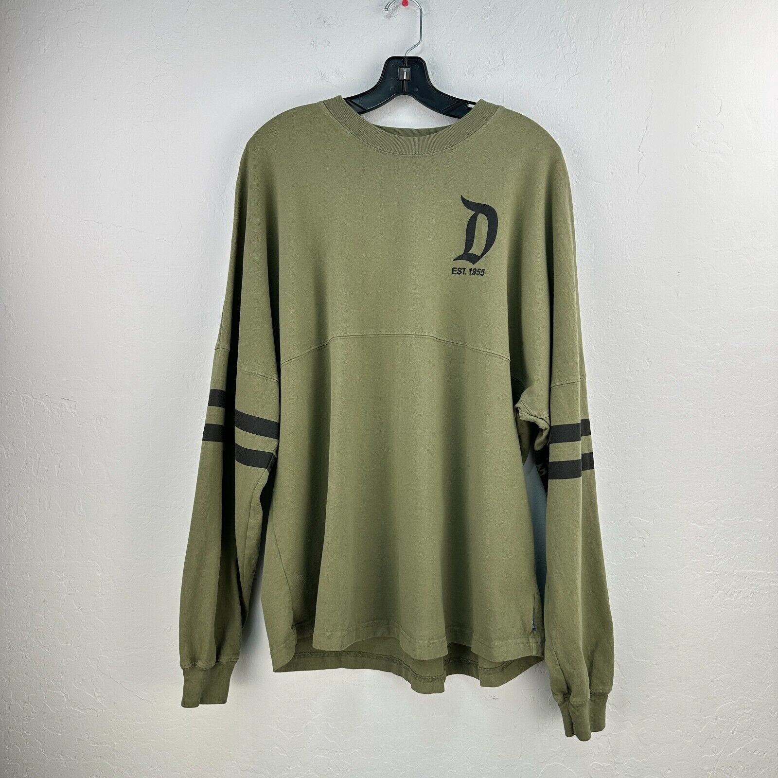 Disneyland Resort Spirit Jersey Shirt Womens XL Olive Green Black Long Sleeve