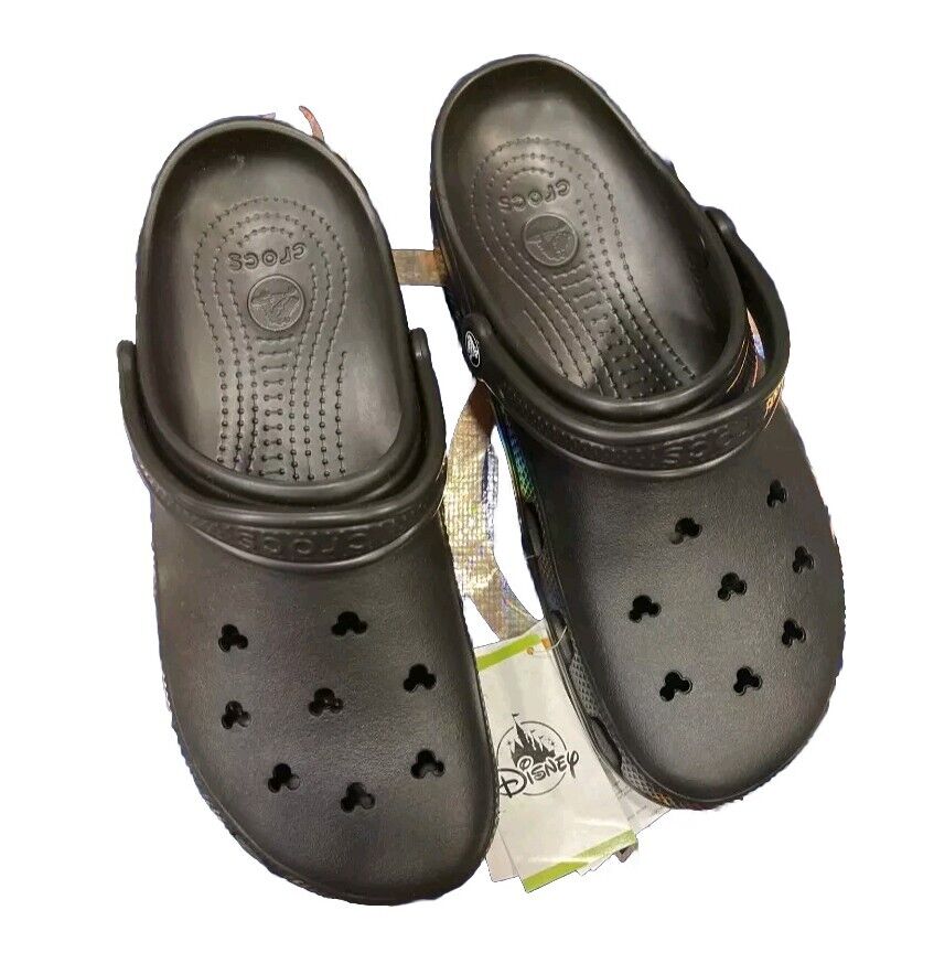 Disney Parks Mickey Mouse Ears Solid Black Adult Clogs Crocs Size Men's 12
