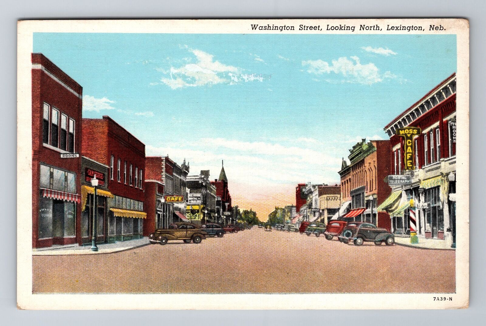 Lexington NE-Nebraska, Washington Street Looking North, Antique Vintage Postcard