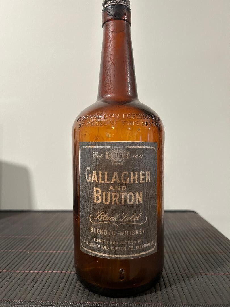 Vintage Gallagher & Burton Whiskey Bottle 1940s