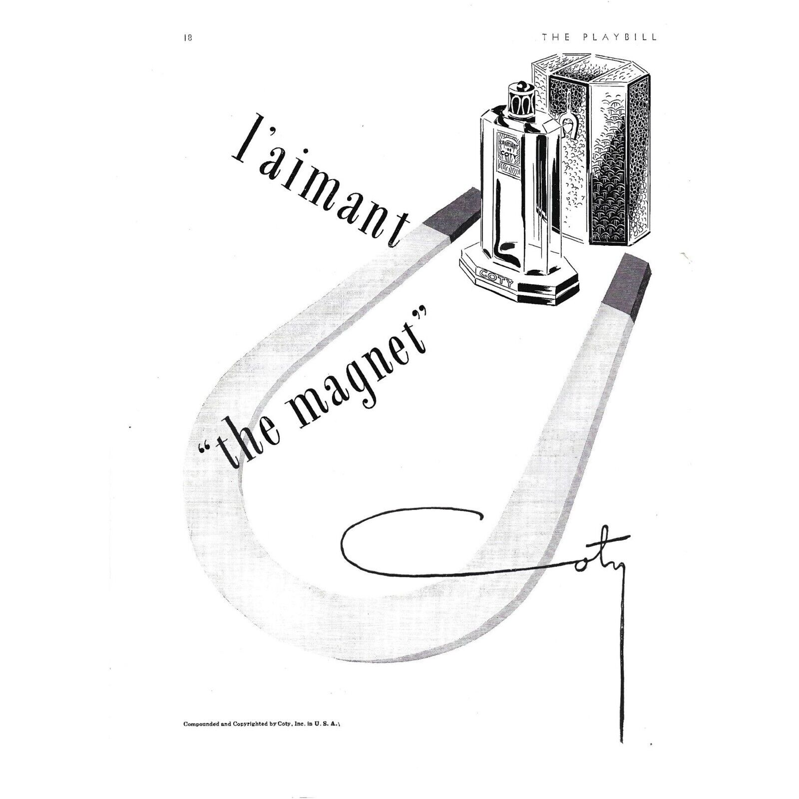 L\'aimant Coty Perfume The Magnet 1940s Vintage Print Ad