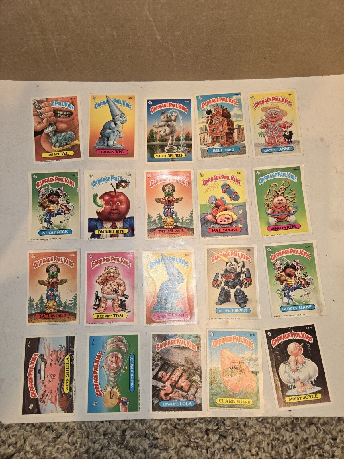 20 Vintage 1985,1986,1987 Garbage Pail Kids Sticker Trading Cards,Series,2,3,9