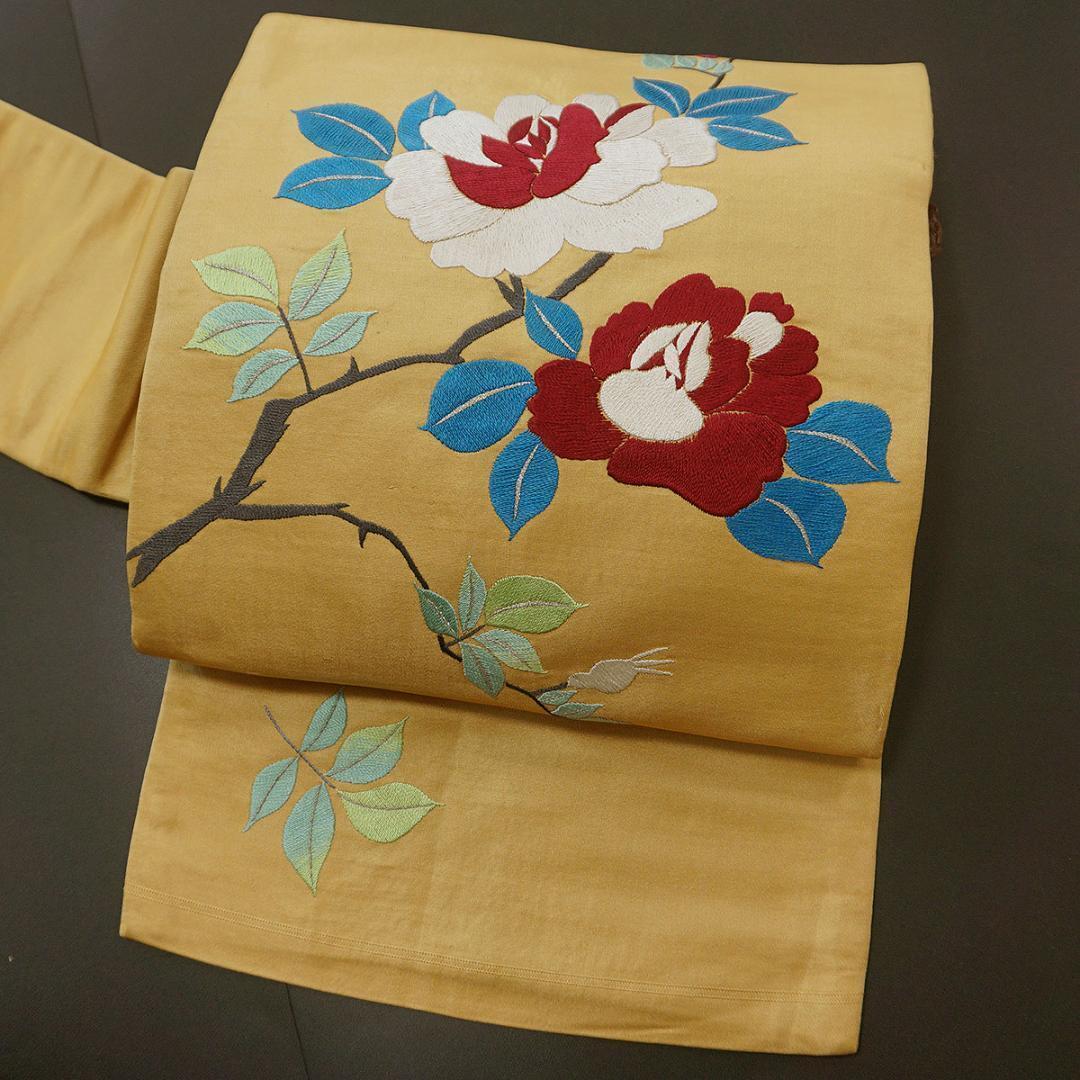 Japanese Antique All Embroidery Flower Branch Pure Silk 9 Nagoya Obi K605