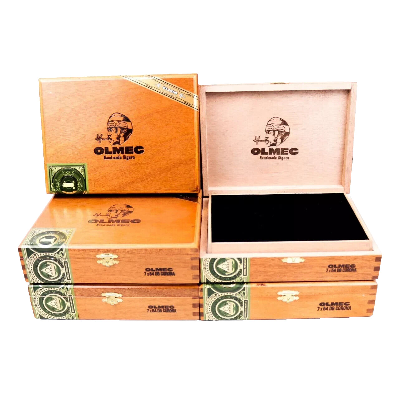 Lot of 5 Olmec DB Corona Empty Wooden Cigar Box 8\