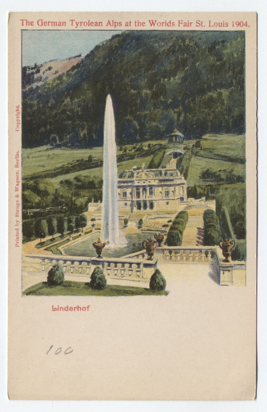 1904 St. Louis World\'s Fair postcard German Tyrolean Alps [s.5135]
