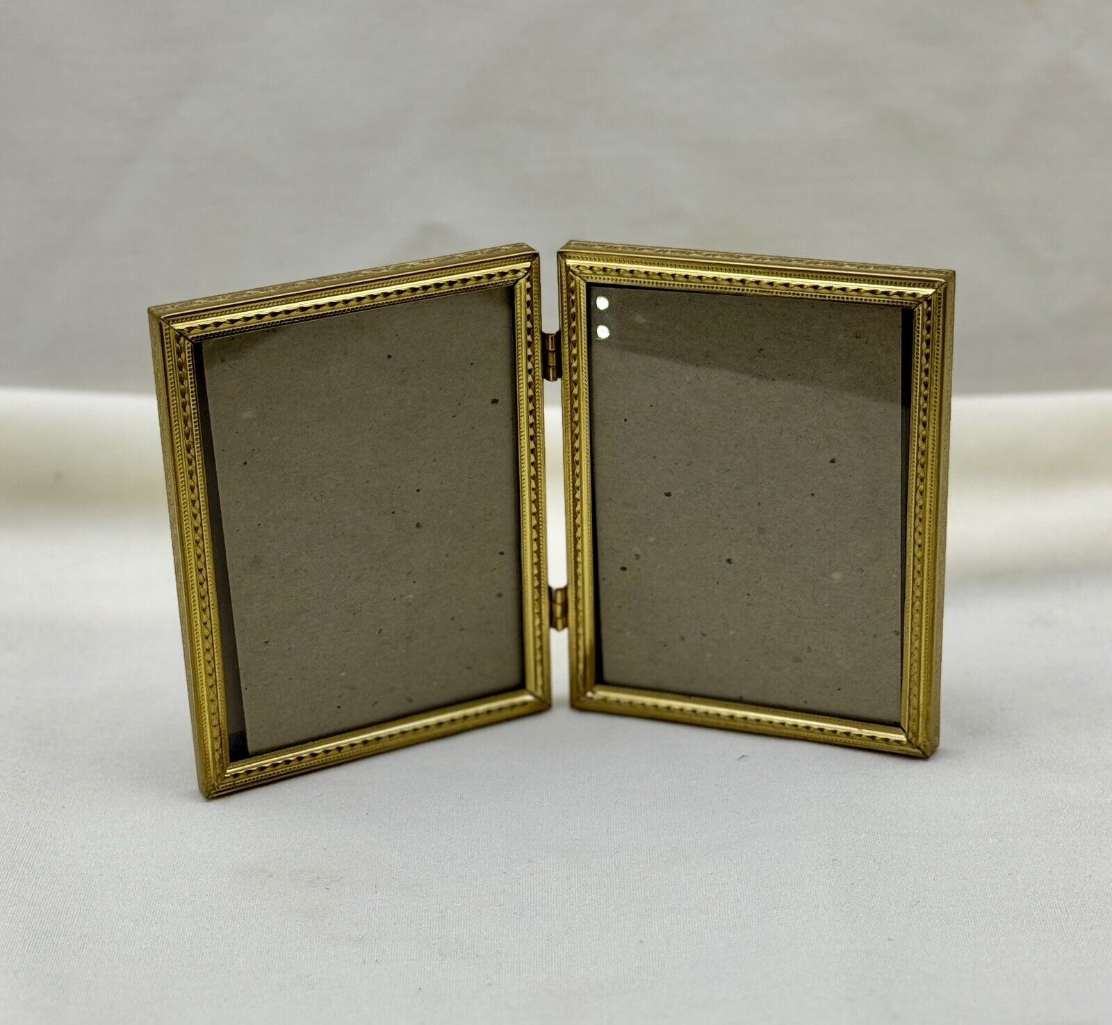 Vintage Mid-Century Ornate Gold Bi-Fold Miniature Photo Frame