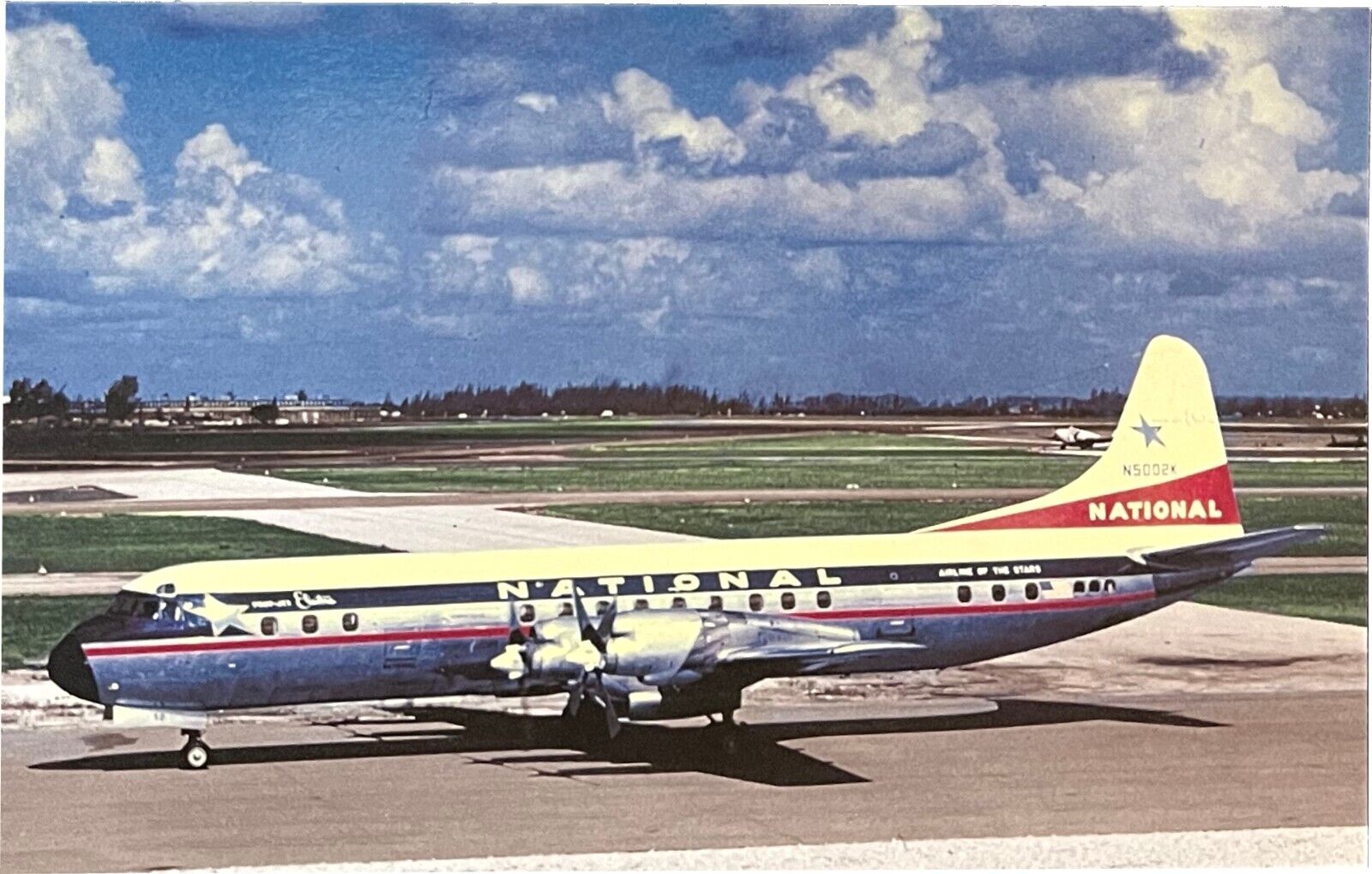 National Airlines Lockheed L-188, vintage postcard