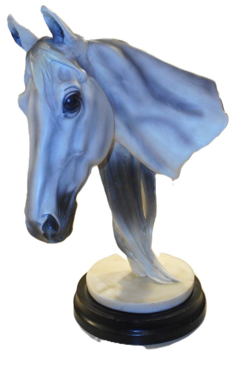 Horse Head Statue Figurine White Gray Black 13\