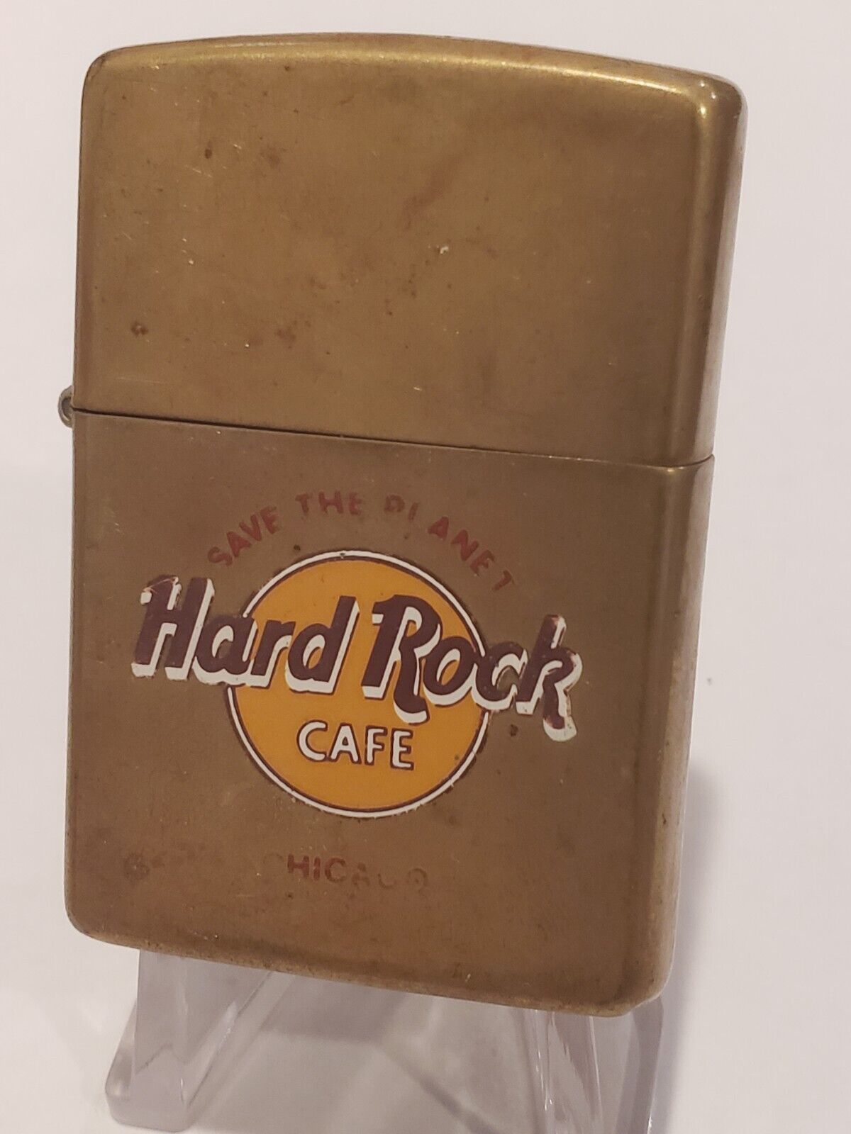 1995 Vintage Solid Brass Zippo Lighter HARD ROCK CAFE CHICAGO Illinois 