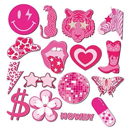 16pcs Pink Preppy Refrigerator Magnets Women Fridge Magnets Cute Magnetic Pink 