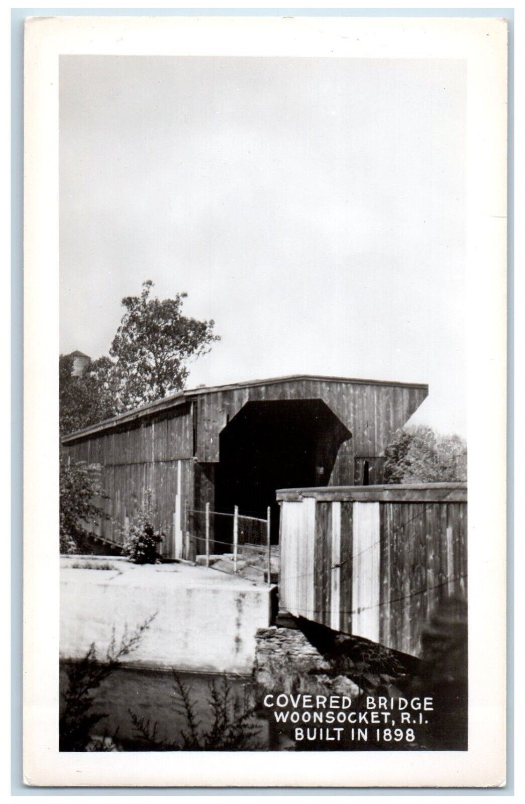 c1940\'s Covered Bridge Woonsocket Rhode Island RI Vintage RPPC Photo Postcard