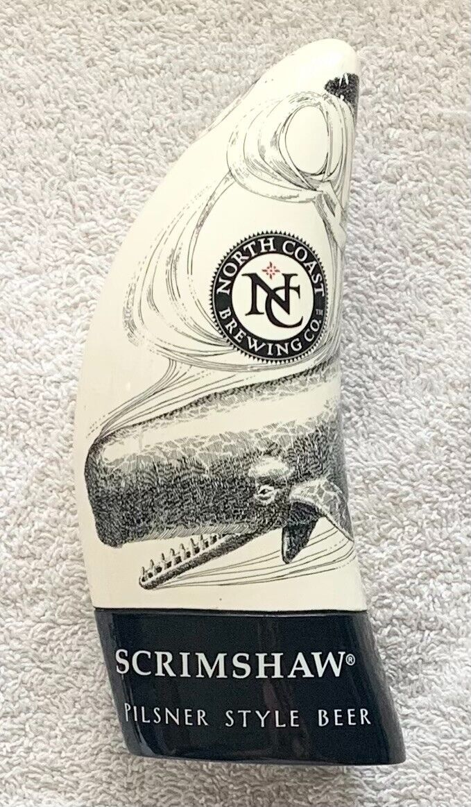 NORTH COAST BREWING SCRIMSHAW PILSNER FIGURAL BEER TAP HANDLE RARE WHALE TOOTH