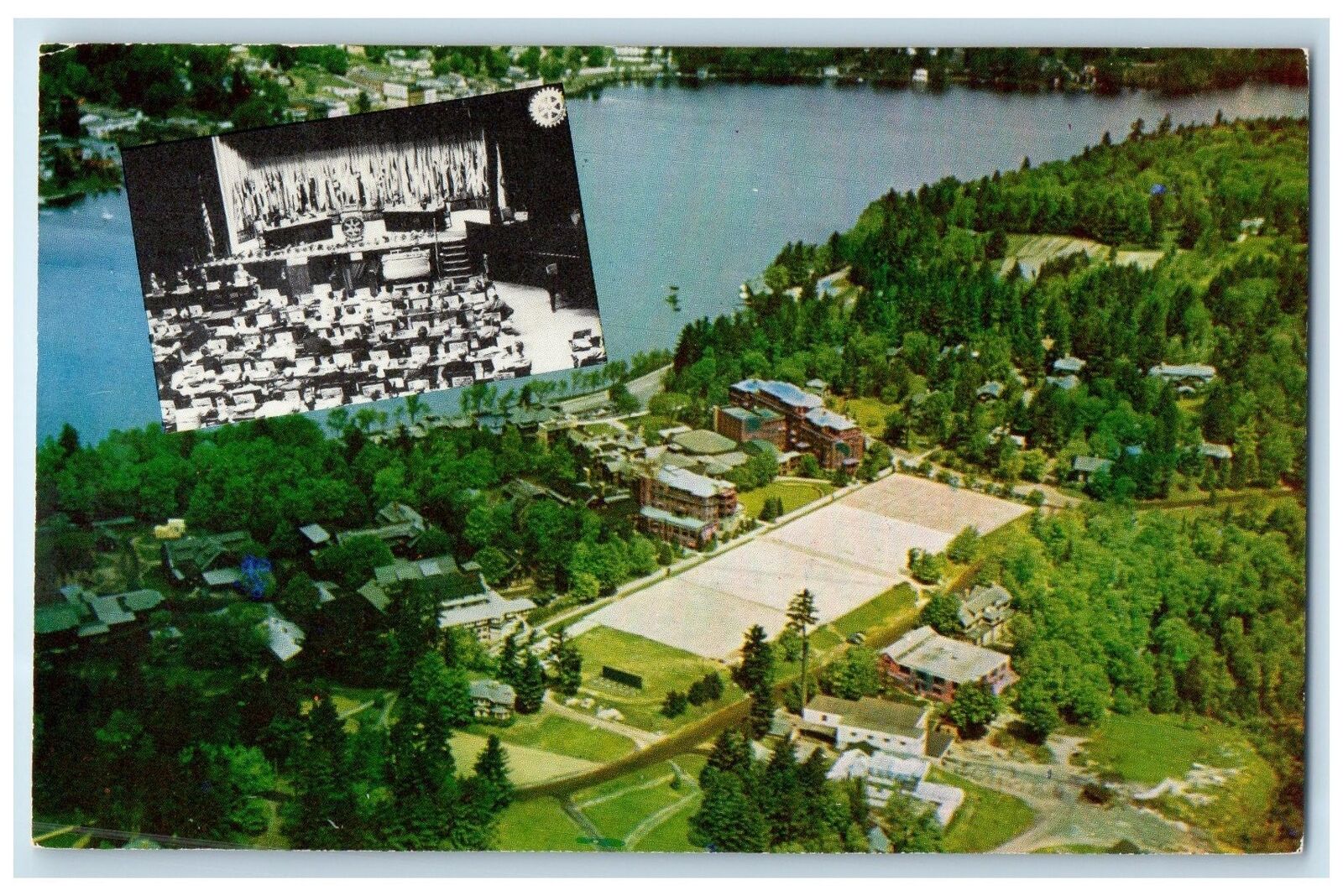 c1960s Airview Showing The Lake Placid Club Lake Placid New York NY Postcard
