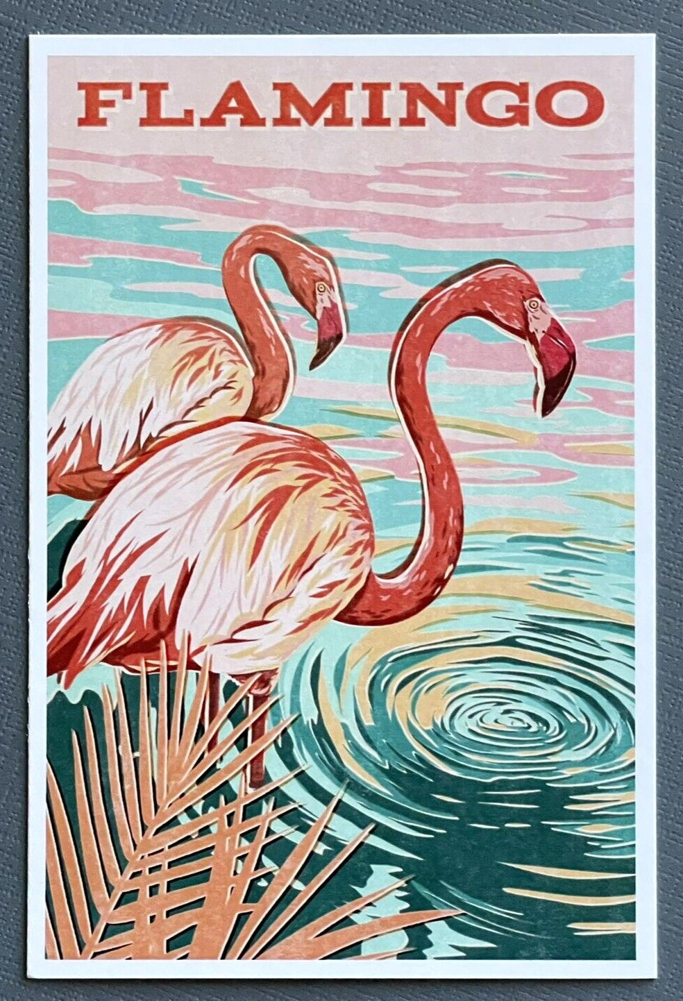 Flamingo - Vintage Print Press - Lantern Press Postcard