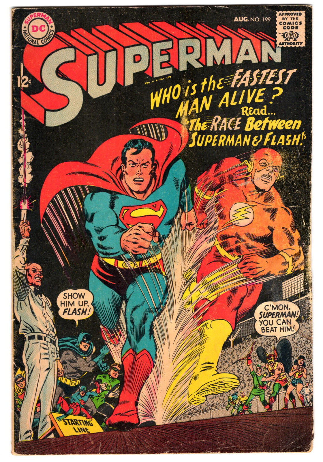 Superman #199 Very Good Minus 3.5 First Superman Flash Race Curt Swan Art 1967
