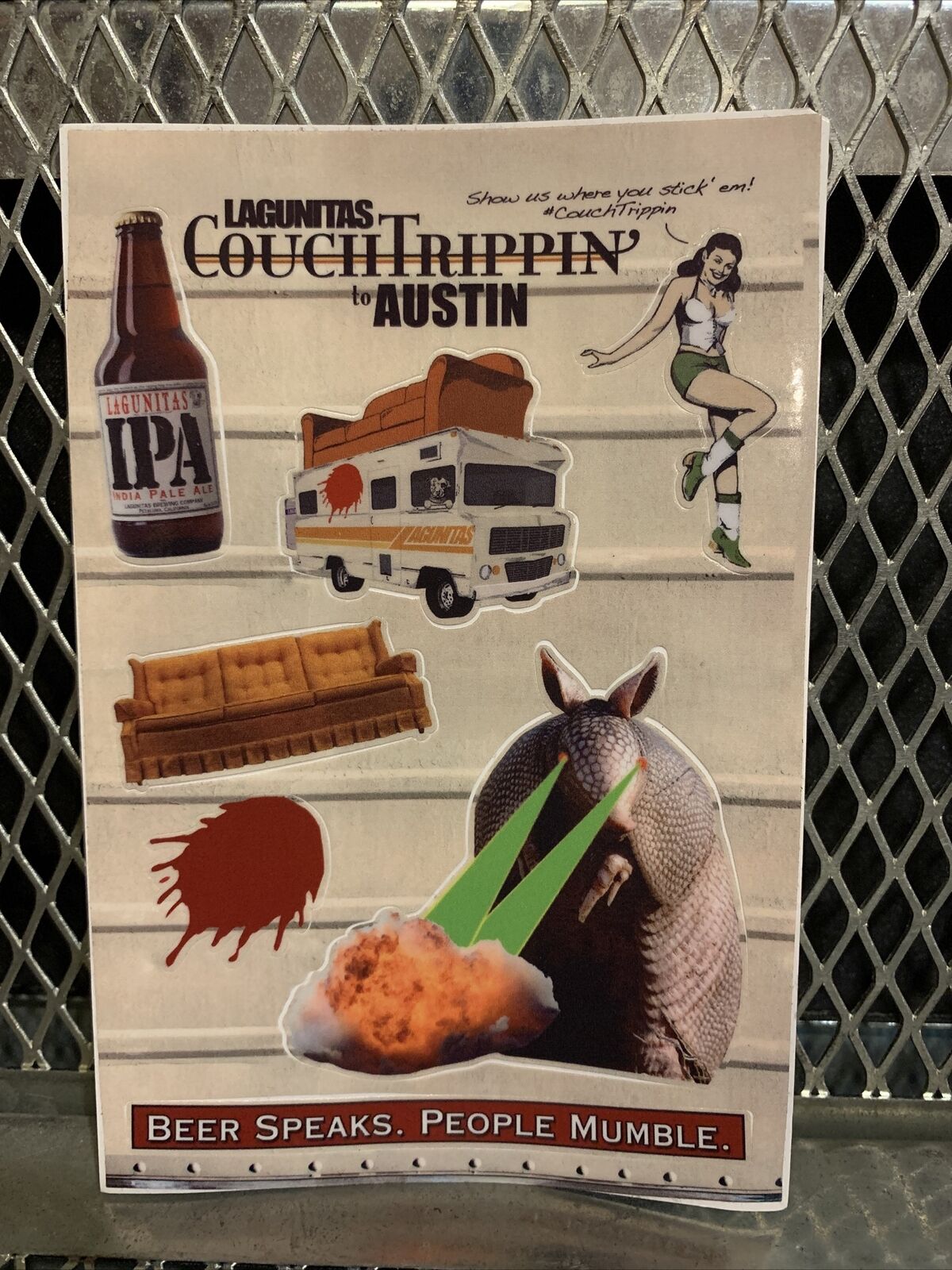 RARE LAGUNITAS BREWING Austin Texas Couch Trippin\' Craft Sticker Sheet Decal 4x6