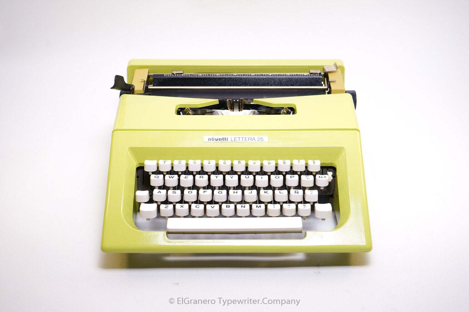 SALE - Olivetti Lettera 25 Lime Yellow Typewriter, Vintage, Professionally