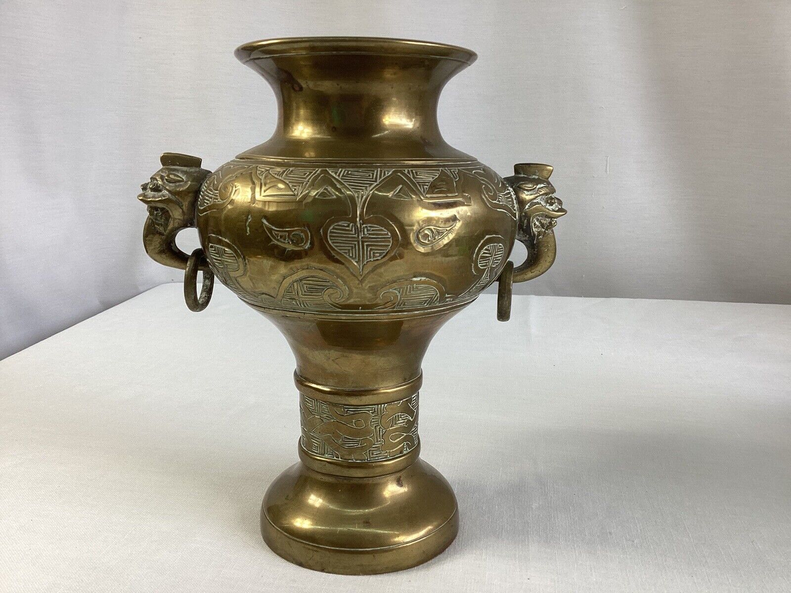 Vintage Solid Brass Incense Holder - 7 3/4” Tall