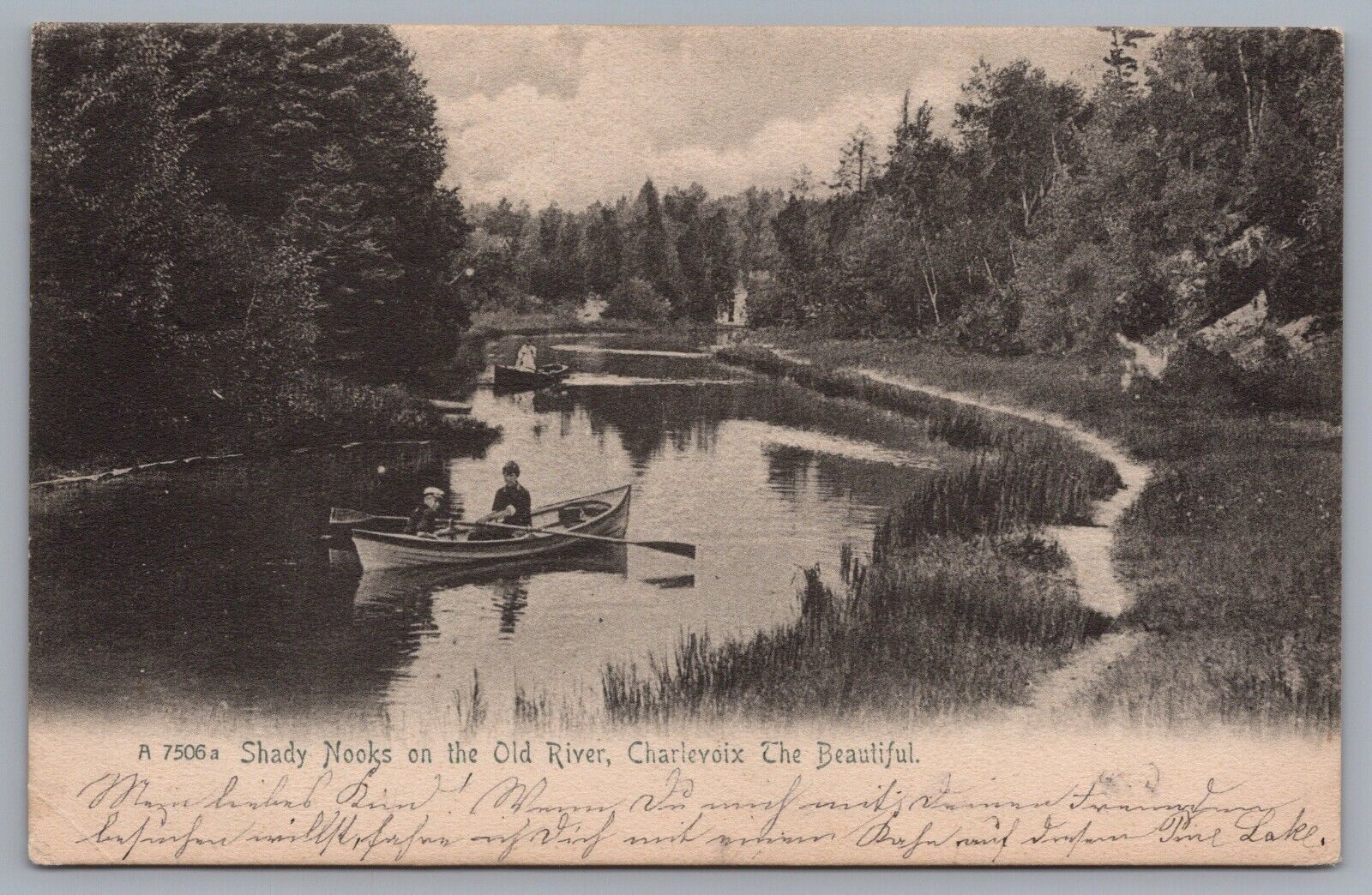 Michigan Charlevoix Shady Nooks Old River Rotograph Postcard