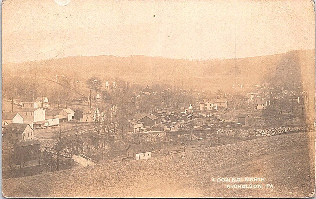 Nicholson Pennsylvania Birdseye Town View RPPC 1912