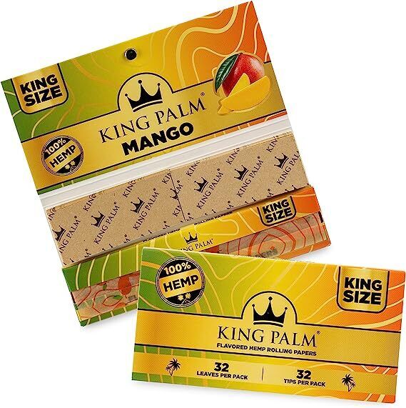 King Palm | Flavored Rolling Papers and Tips | 32 Papers and 32 Tips | Mango