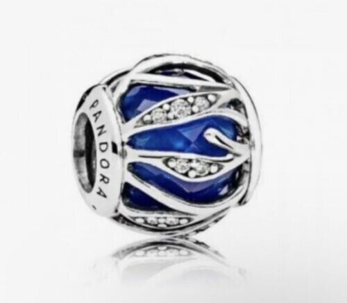 Nature's Radiance Royal Blue Crystal & Clear CZ Pandora Charm Bead w/pouch