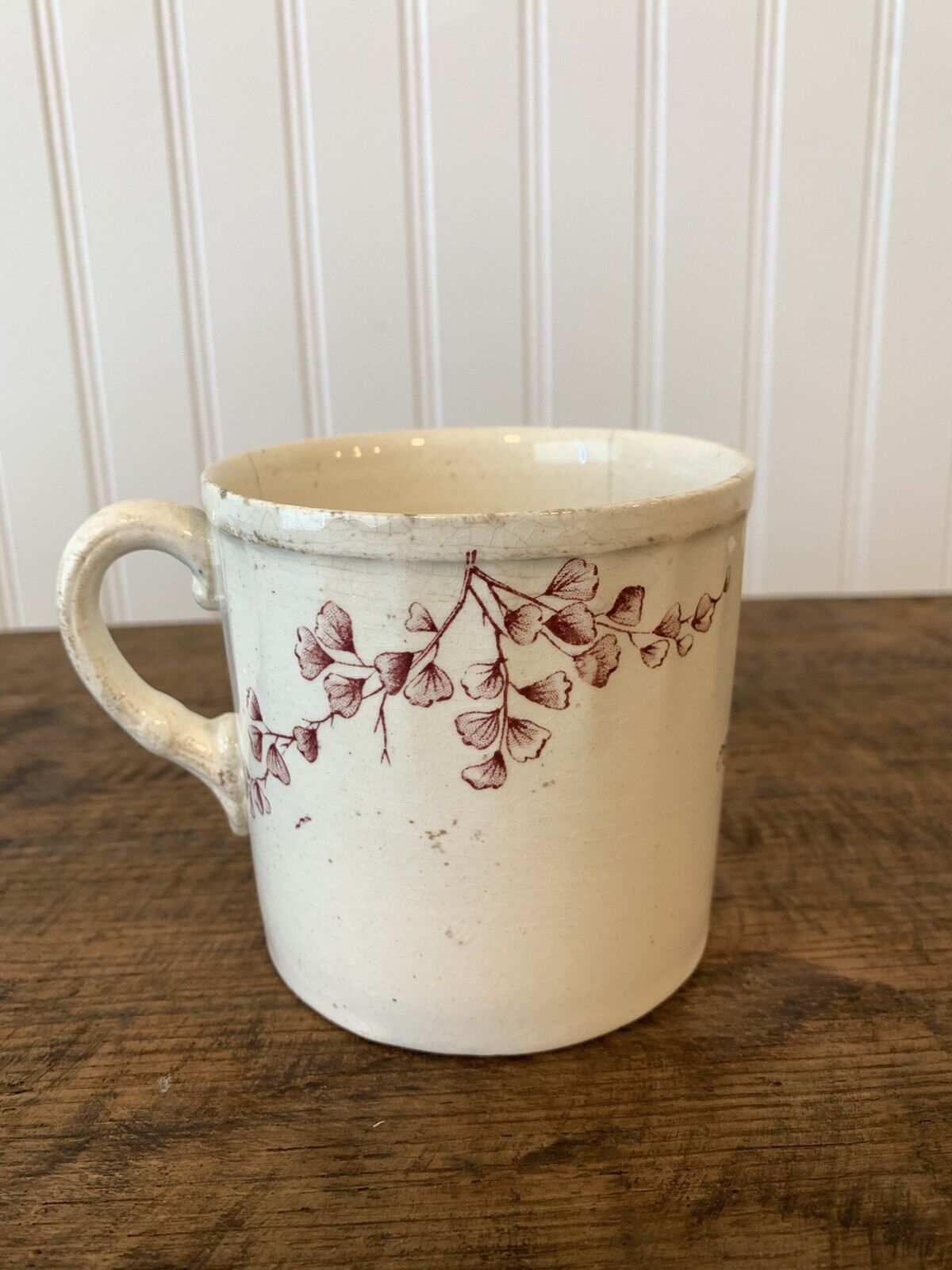 Antique Pink Transferware Mug Chippy & Tea Stained