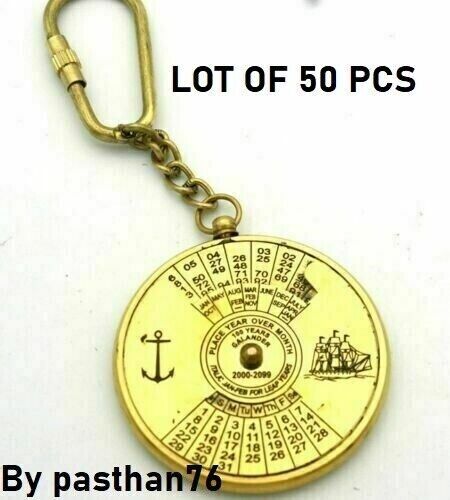 Compass Calendar 100 Year Nautical Gift Brass Chain Lot Key Antique 20 Unit