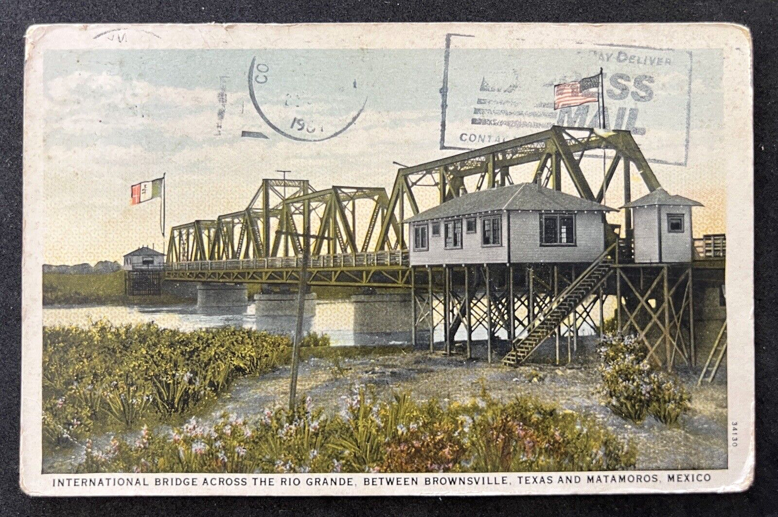 Vintage INTERNATIONAL BRIDGE ACROSS THE RIO GRANDE BROWNSVILLE, TX 1987 Postcard