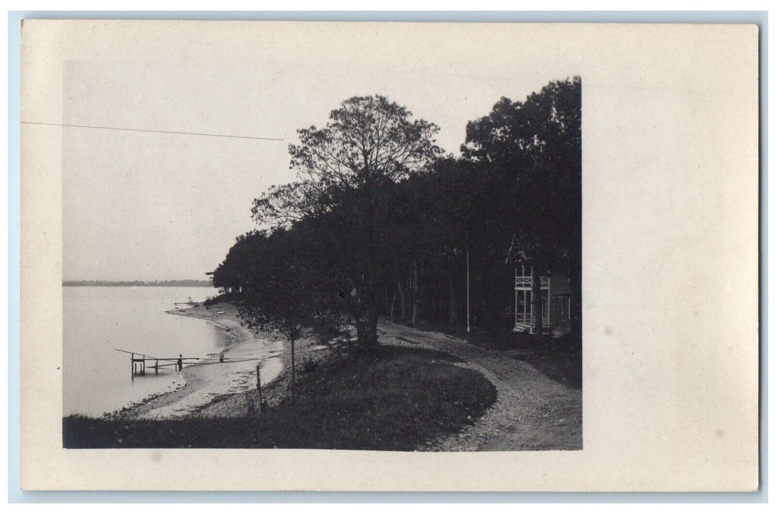 c1907 Lake Side Residence Dock View Oswego County Mexico NY RPPC Photo Postcard