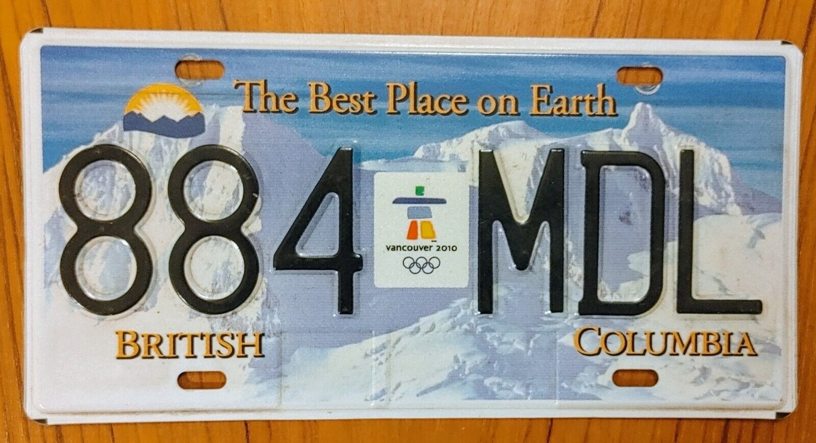 ** 2010 British Columbia License Plate 2010 OLYMPIC **  884-MDL