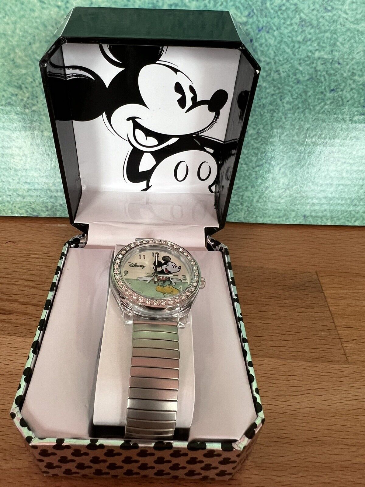 Disney Mickey Mouse Accutime Ladies Watch New In Box, Pretty Rhinestones MK2184