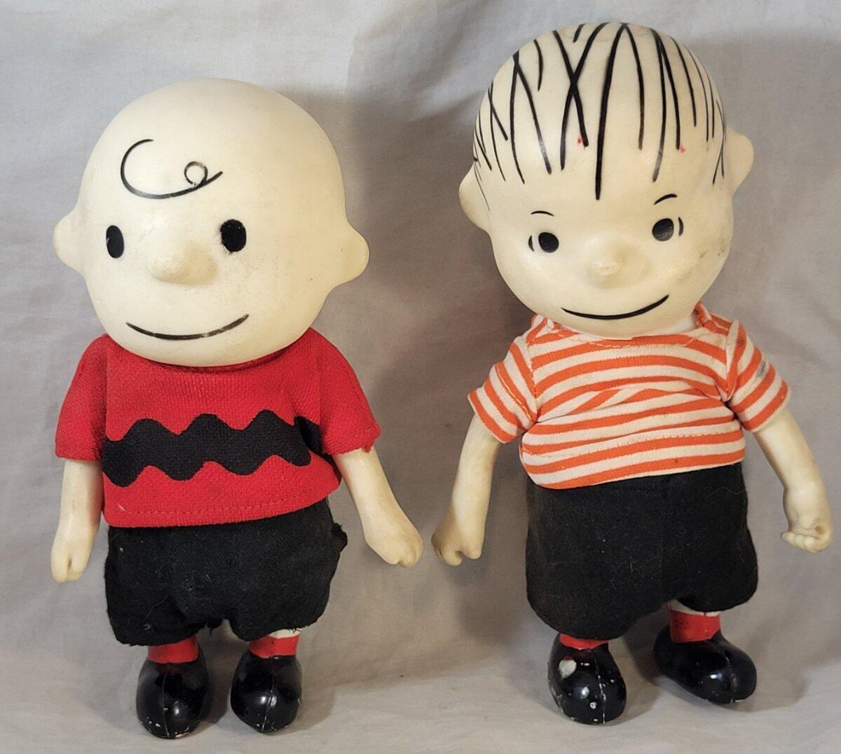 Vintage Peanuts Charlie Brown & Linus Pocket Dolls 1960s